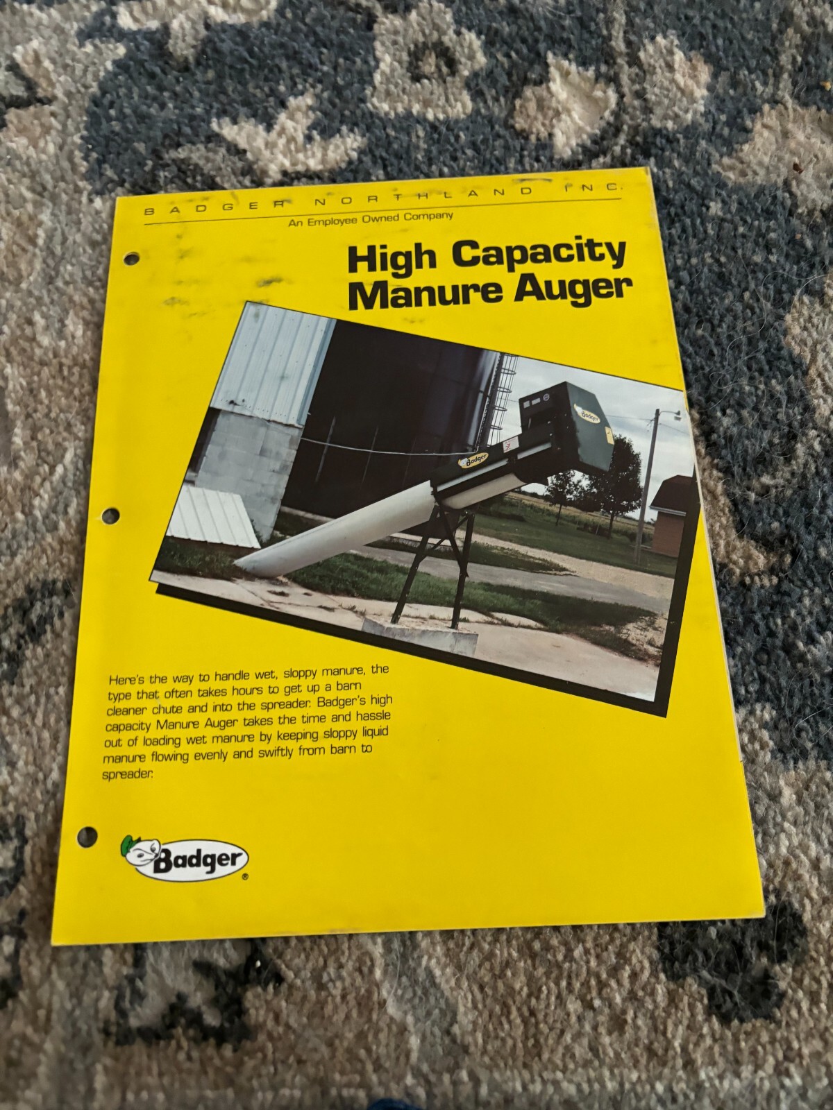 Badger High Capacity Manure Auger Brochure FCCA24