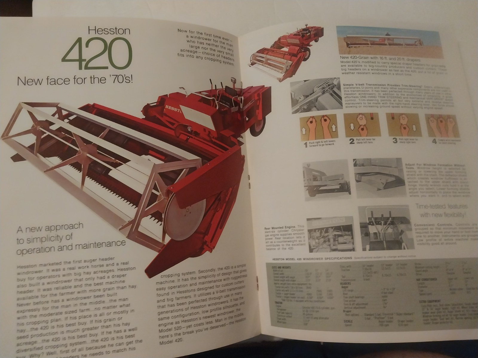 Hesston windrowers brochures 320-PT-10, PT-7, 520, 420, 620, PT-12 (1970s)