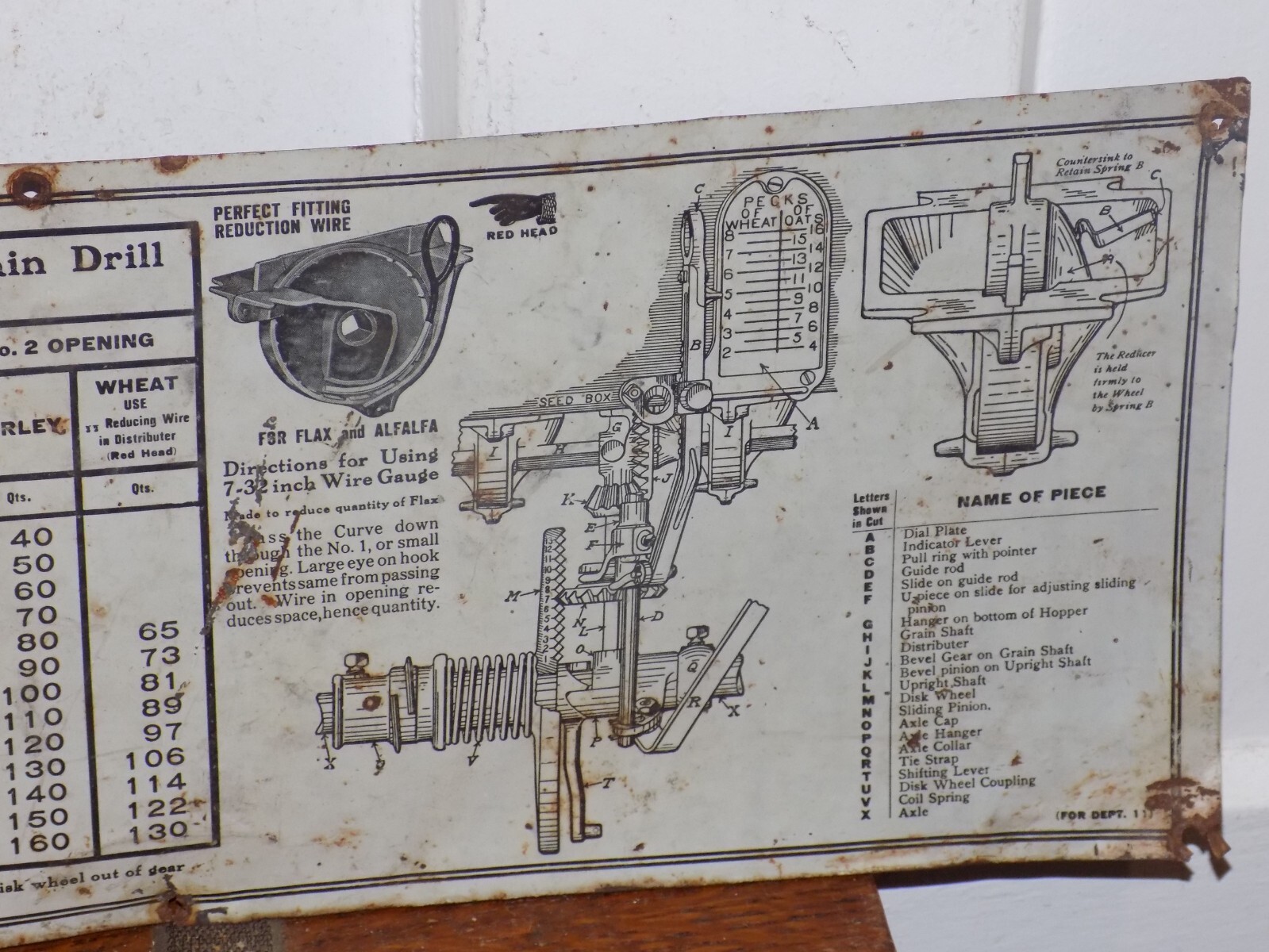 Vintage Grain Drill Sewing Table Tin Sign