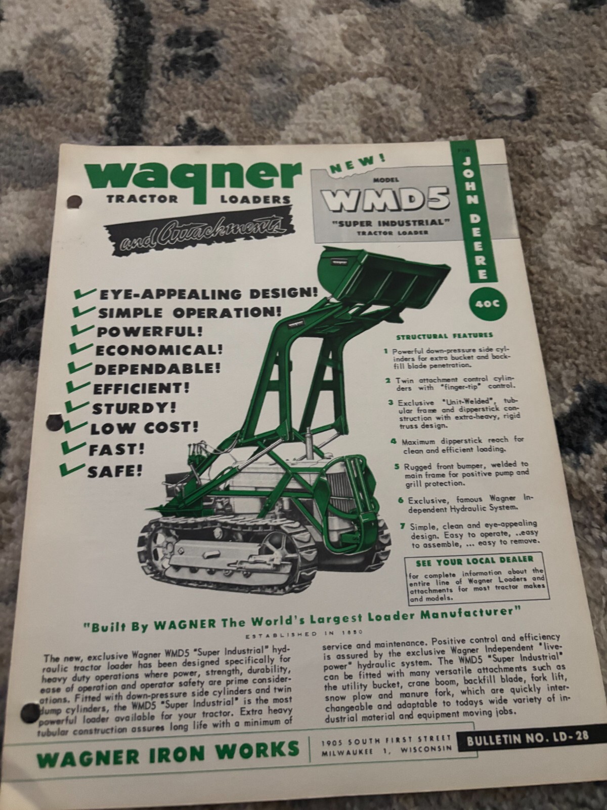 Wagner WMD5 Loader For John Deere 40C Crawler Brochure FCCA25