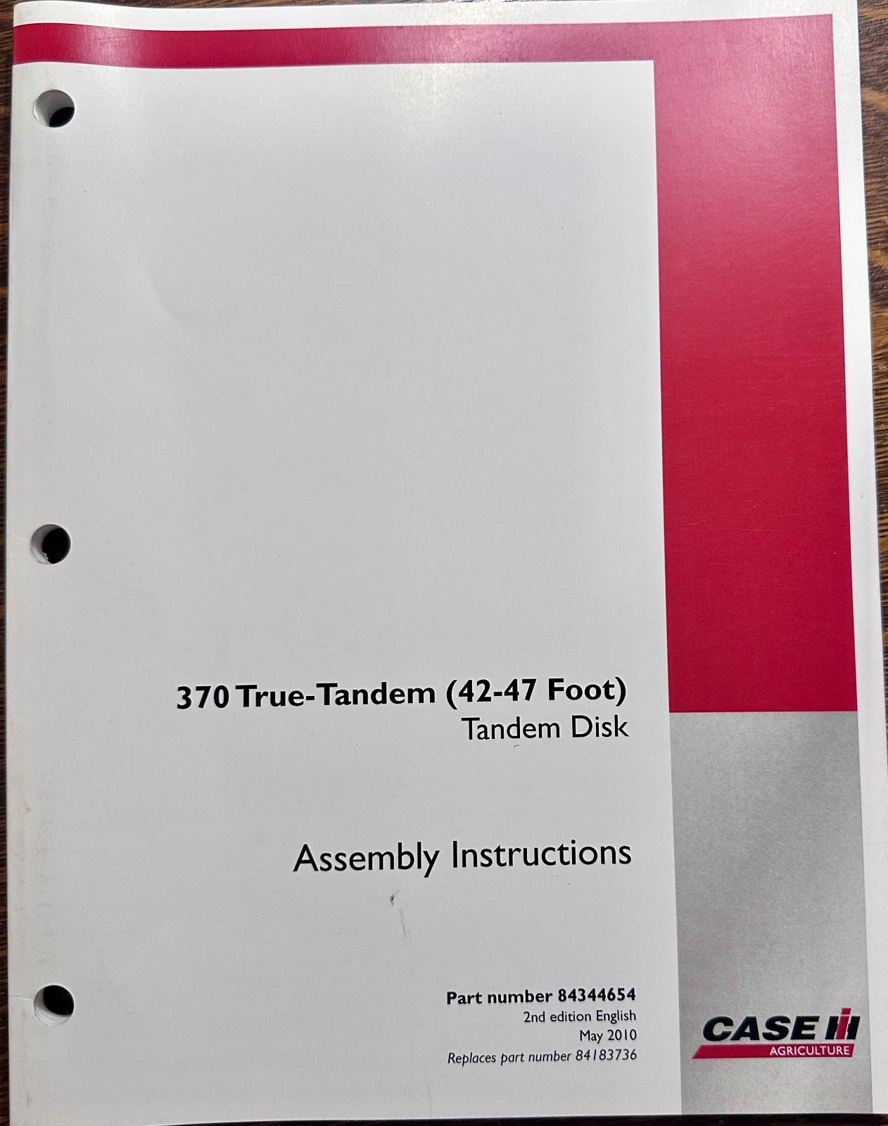 2010 Case IH 370 True-Tandem (42-47) Tandem Disk Assembly Instructions MC-11