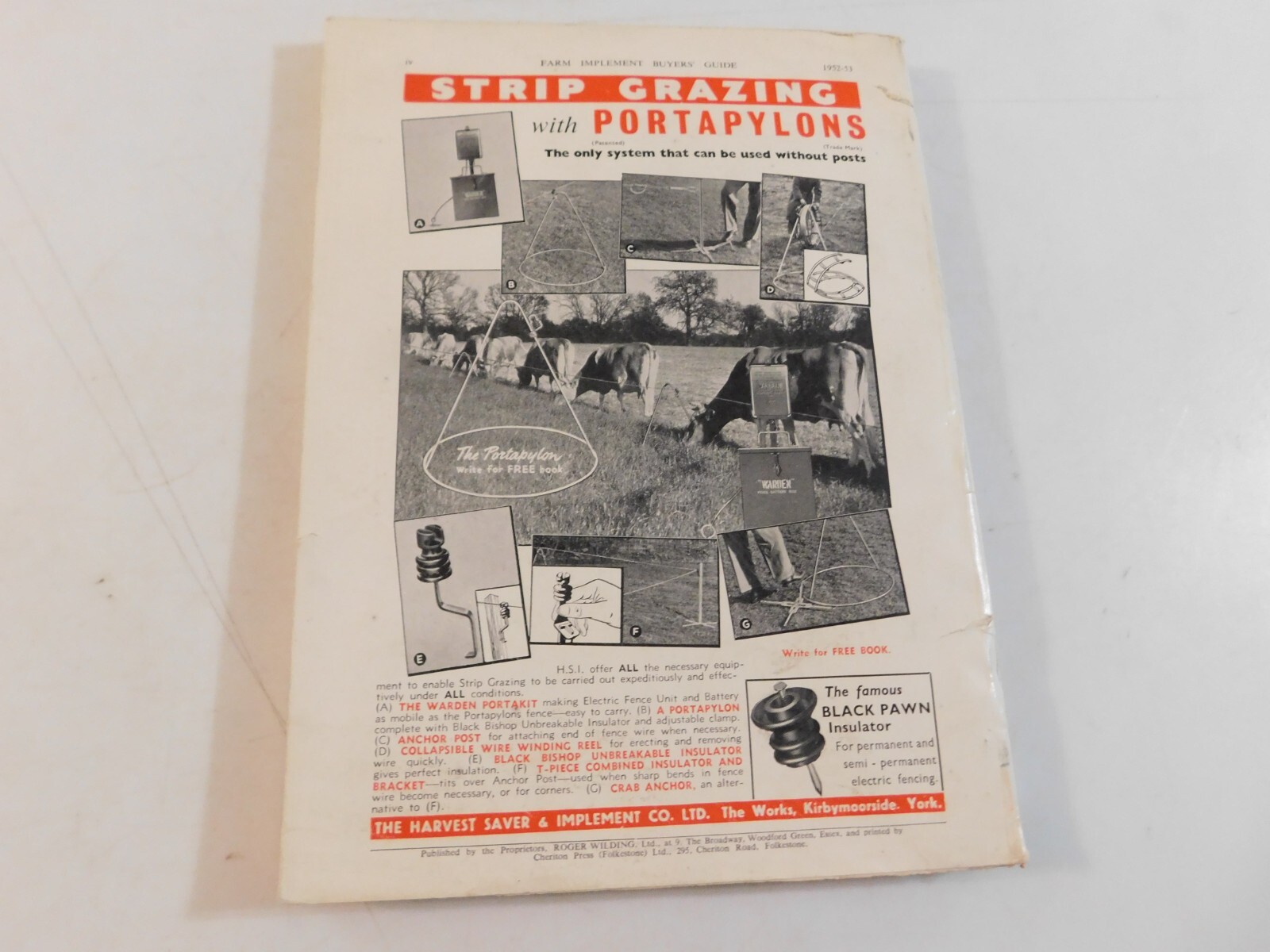 1952-53 FARM IMPLEMENT BUYER’S GUIDE ENGLAND WINNROWERS LAND ROLLERS TEA CUTTERS