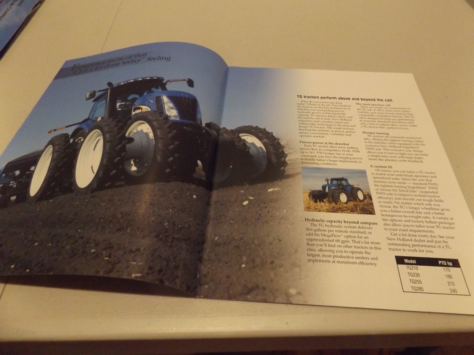 NEW HOLLAND TG TRACTORS 170 to 240 PTO hp, LIT # NH1140206 050335-2003