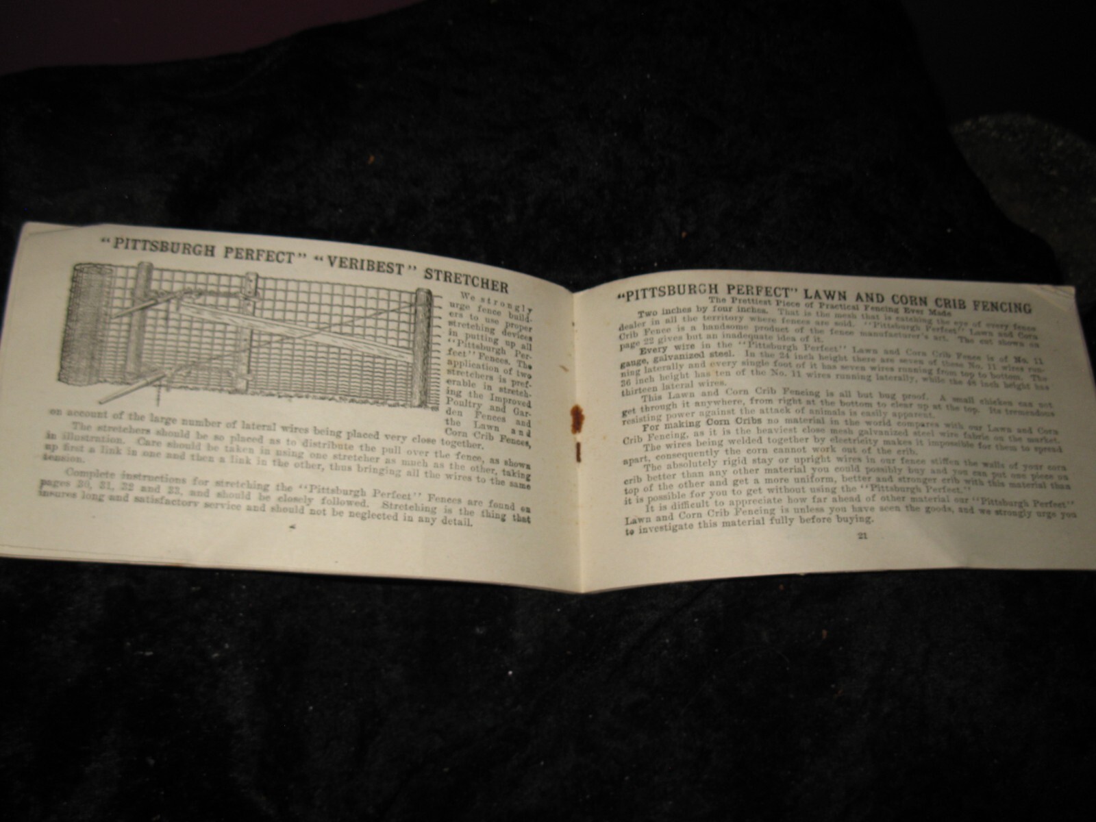 1907 PITTSBURGH PERFECT FENCE, Advertising Brochure (40 Pages) Barbed Wire