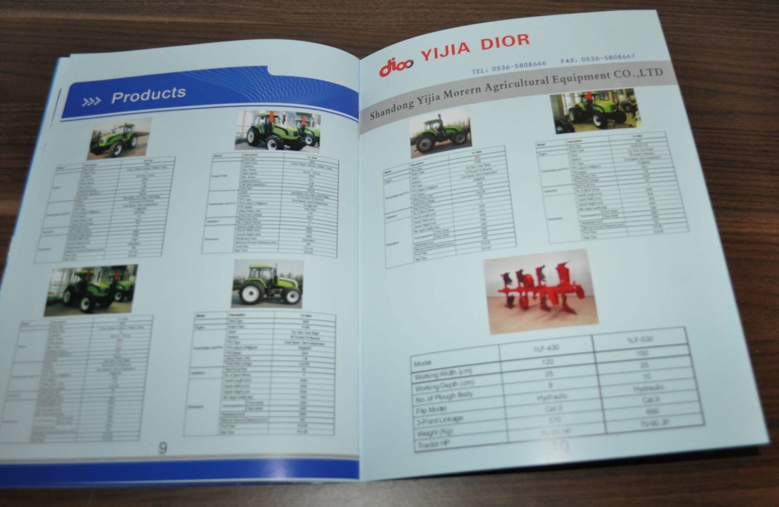 Yijia Dior Tractor China Specification Brochure Prospekt