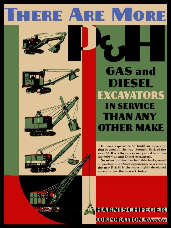 1932 P&H Harnischfeger Gas & Diesel Excavators NEW Metal Sign: 9×12″