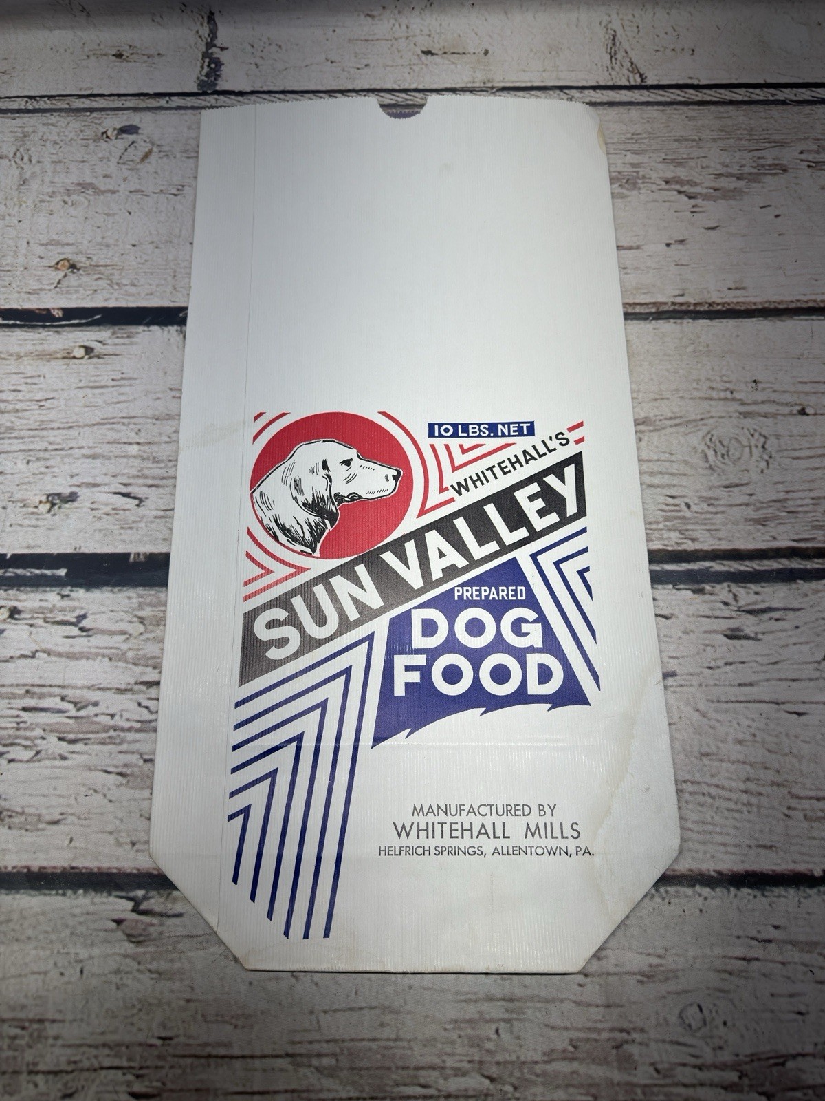VTG Whitehall’s Sun Valley Dog Food Whitehall Mills Allentown PA RARE Feed Bag