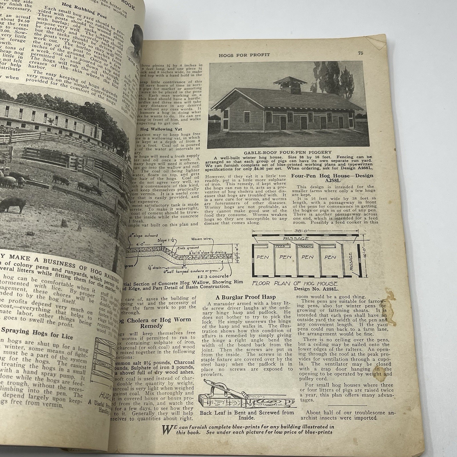 1920’s Blueprint Plans Catalog Barns Homes Farm Dairy Cattle Horse Hogs Orchard