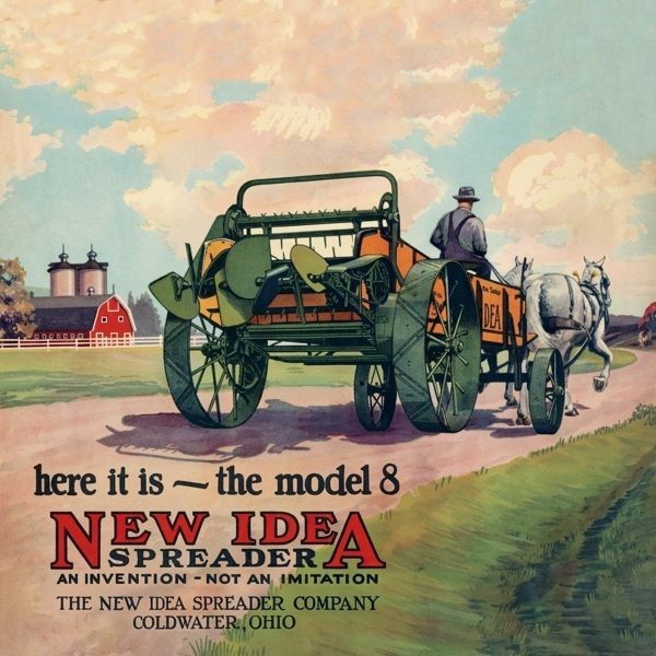 1926 New Idea Manure Spreader Wagon NEW Sign 28″ Dia. Square USA STEEL