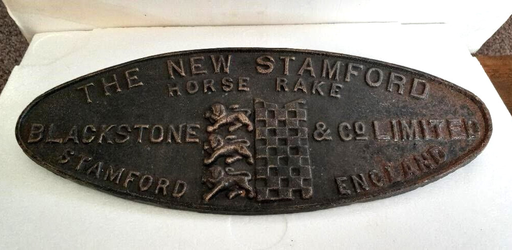STAMFORD HORSE RAKE SIGN CAST IRON UNPAINTED 14 INCHES COLLECTIBLE