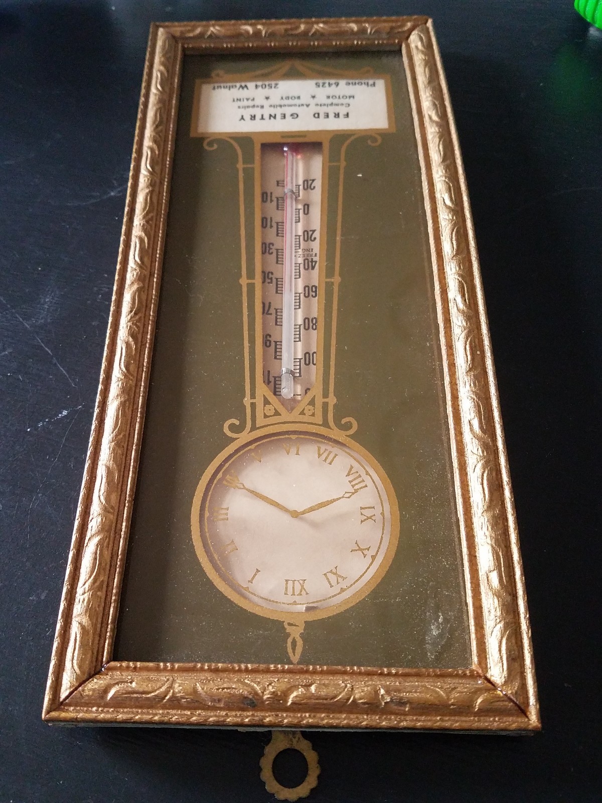 Vintage 1950’s Thermometer Fred Gentry Complete Auto Repair Texas TX Rare Works!