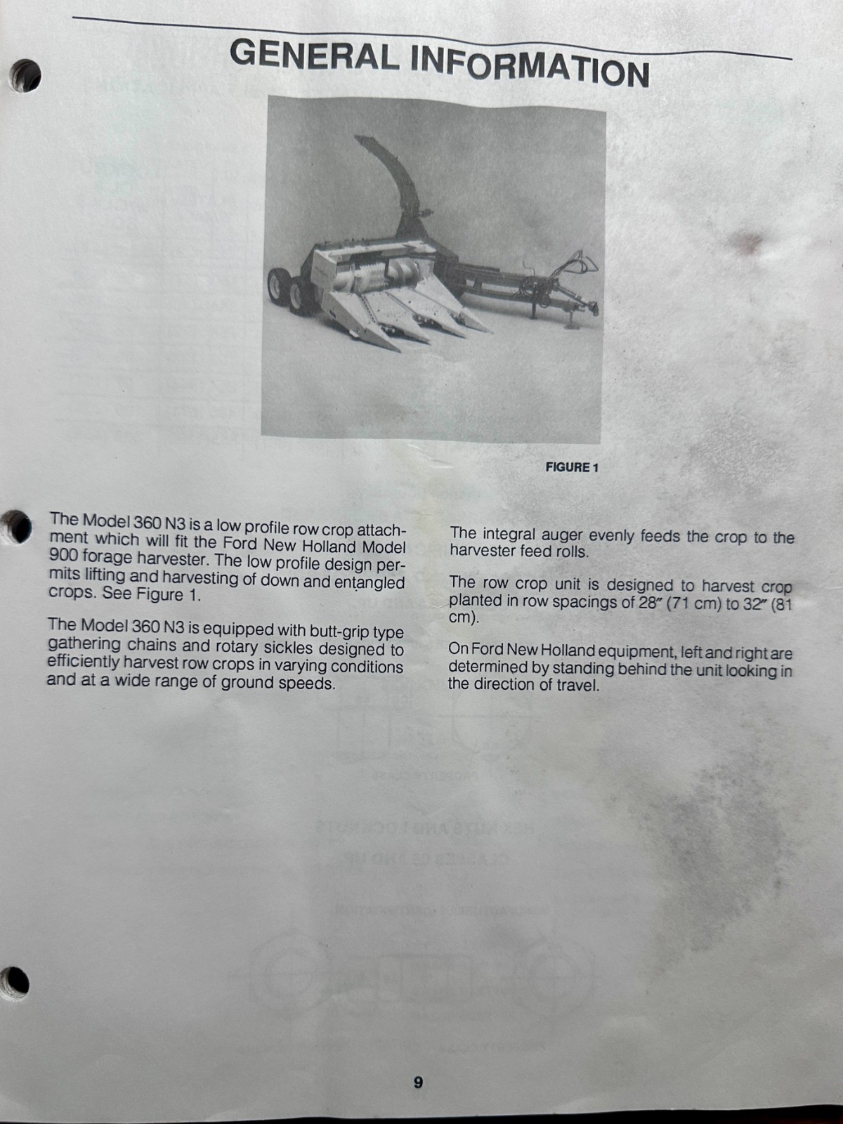 1994 Ford – New Holland Row Crop Attachment Operators Manual 360 N3 – MC15