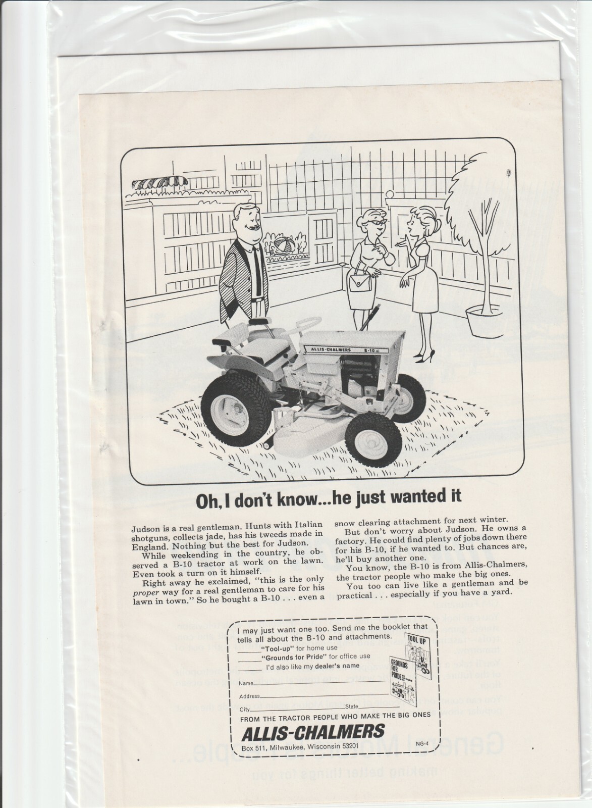 Original 1965 Allis-Chalmers Lawn Tractor Magazine Ad “…He Just Wanted It”