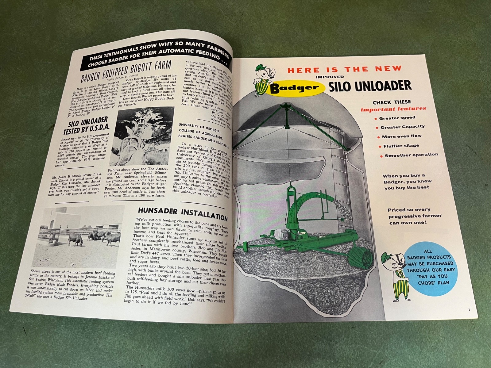 Original 1960’s Badger Silo Unloader & Bunk Feeders Sales Brochure