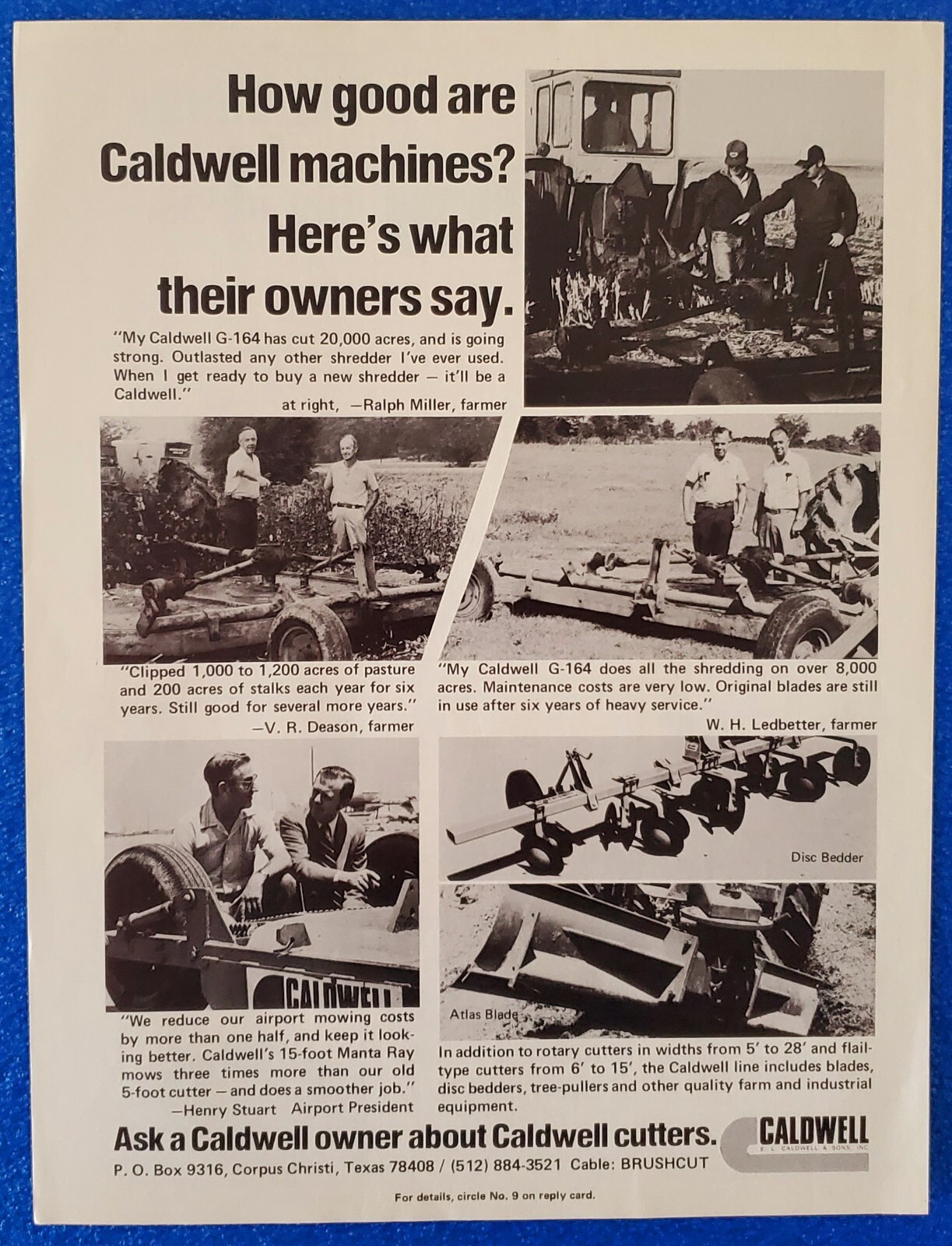 1970s E. L. CALDWELL & SONS INC. QUALITY FARM AND INDUSTRIAL EQUIPMENT PRINT AD