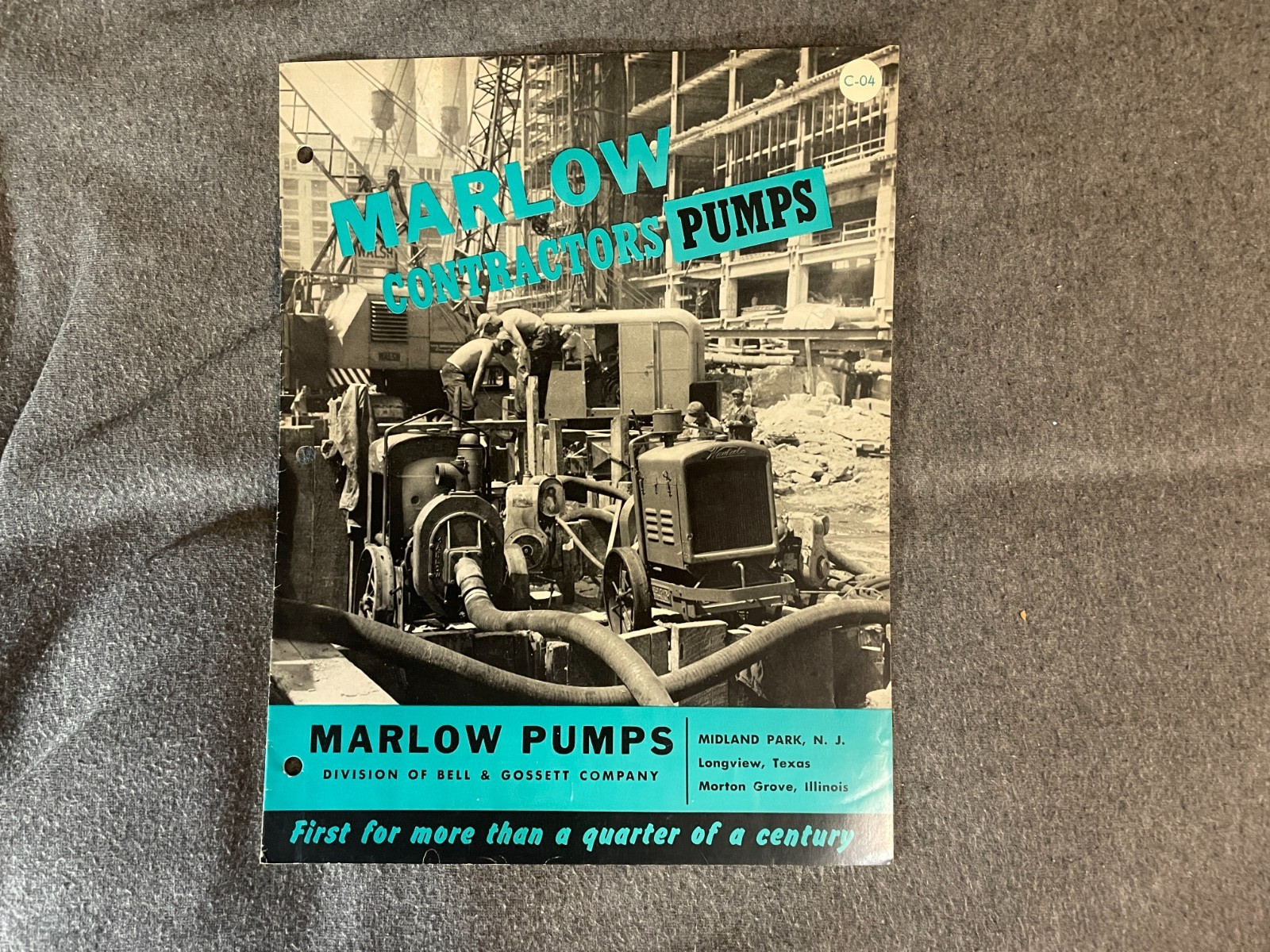 1950’s Marlow Contractors Pumps Brochure Spec Sheet Bell Gossett Vintage