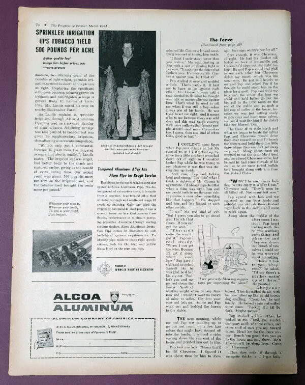 Original 1956 ALCOA Pipe Ad Endorsed by Rudy Landis of Lititz Pike Pennsylvania