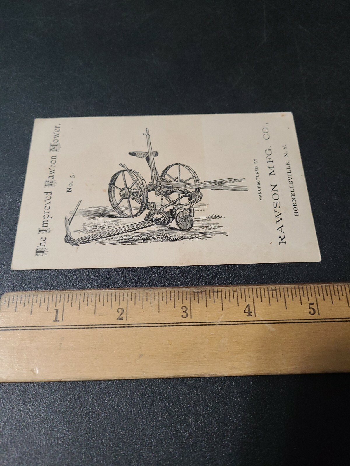 Vintage 1800s Rawson Farm Mower Trade Card Hornellsville N.Y.