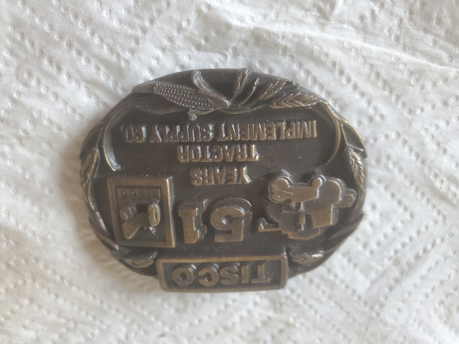 Metal Belt Buckle TISCO 51 Years Tractor Implement Supply Company #1