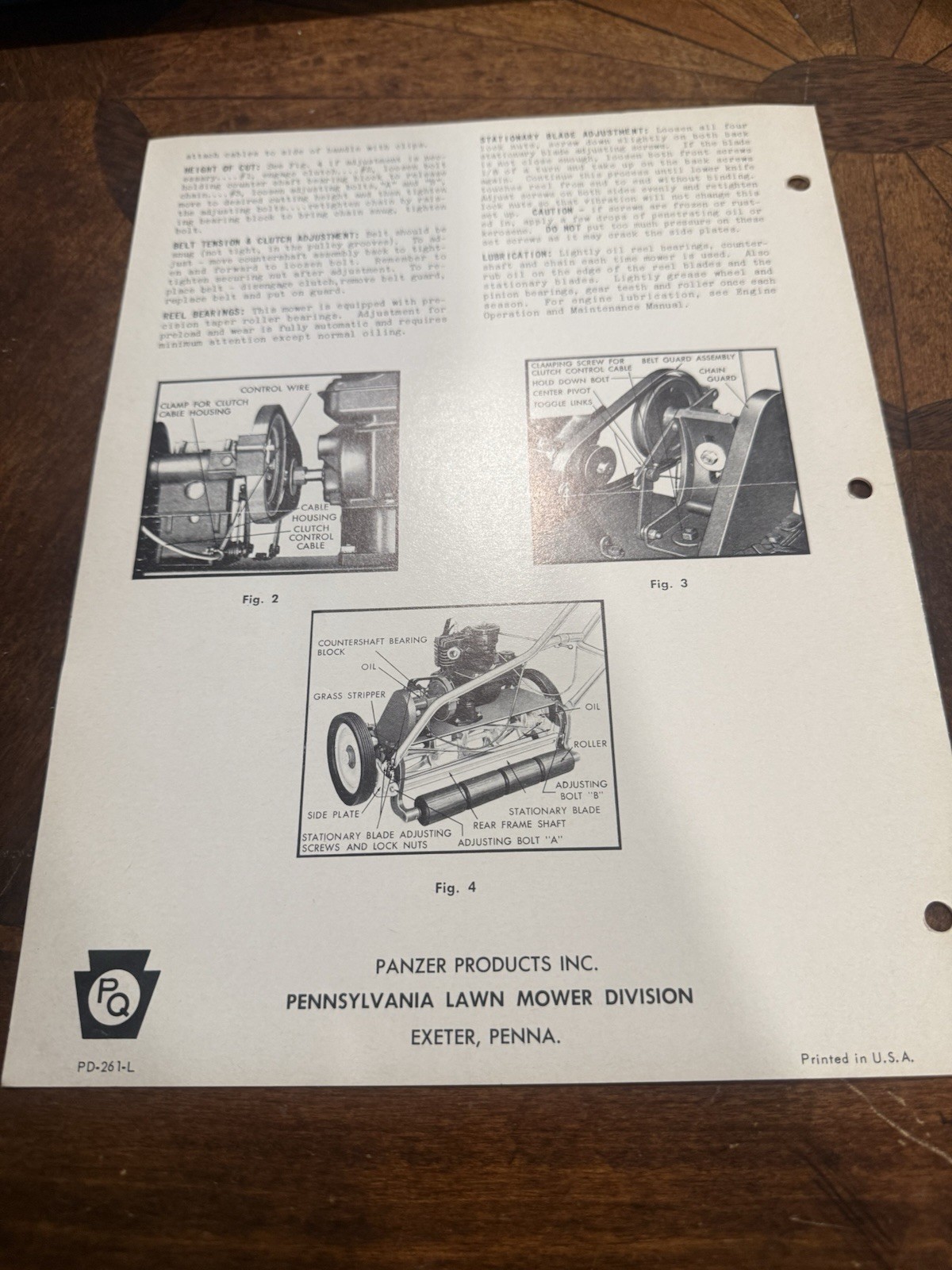 Pennsylvania Deluxe Power Mower 21-24” Model 4021C 4024C Operating Instructions