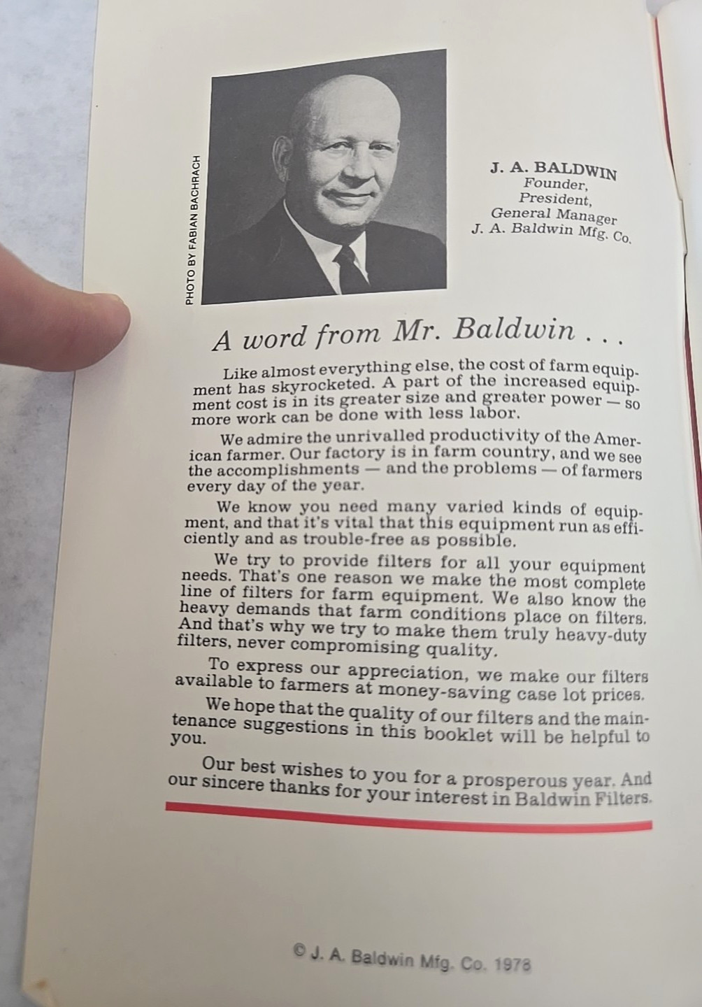 1980 Baldwin Filters Farm Equipment Maintenance Manual