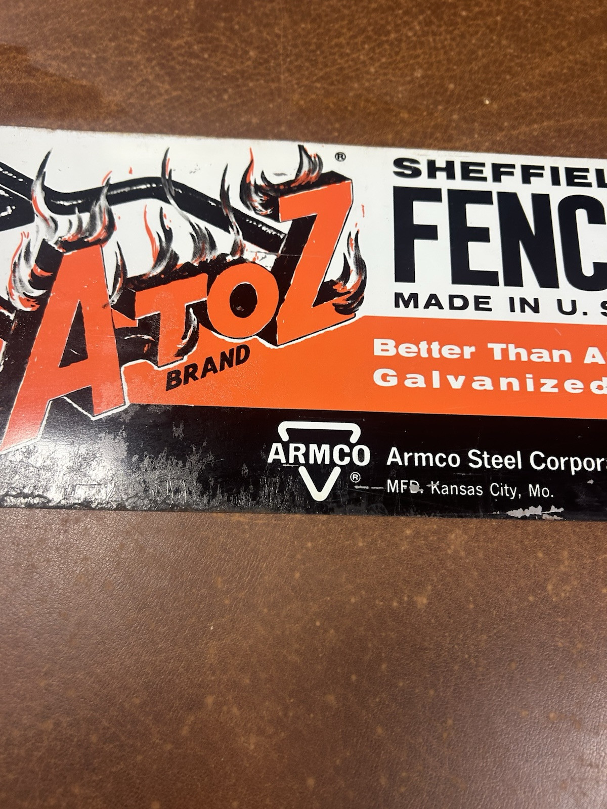 Original A to Z BRAND SHEFFIELD FENCE SIGN Double Sided 70’s 80’s NOS