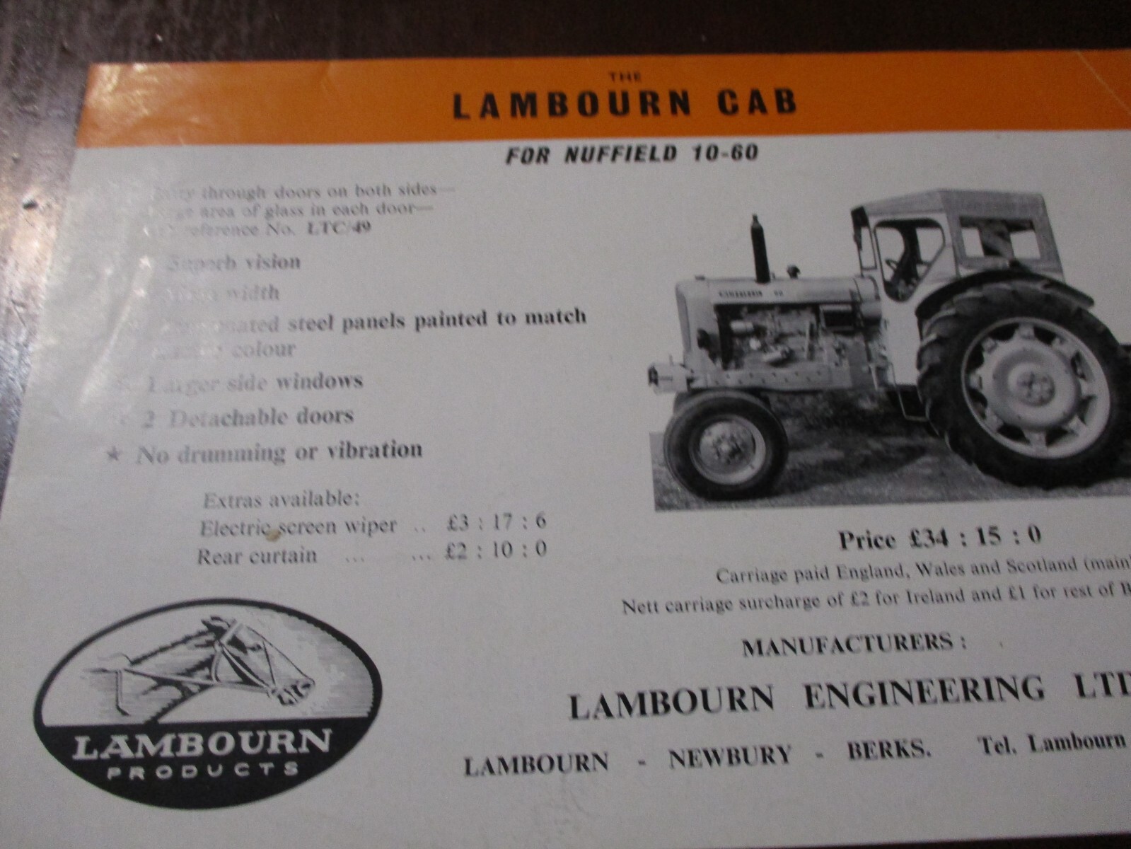 Nuffield 10/42, 10/60 Tractors Sales/Specifications Brochure 1965