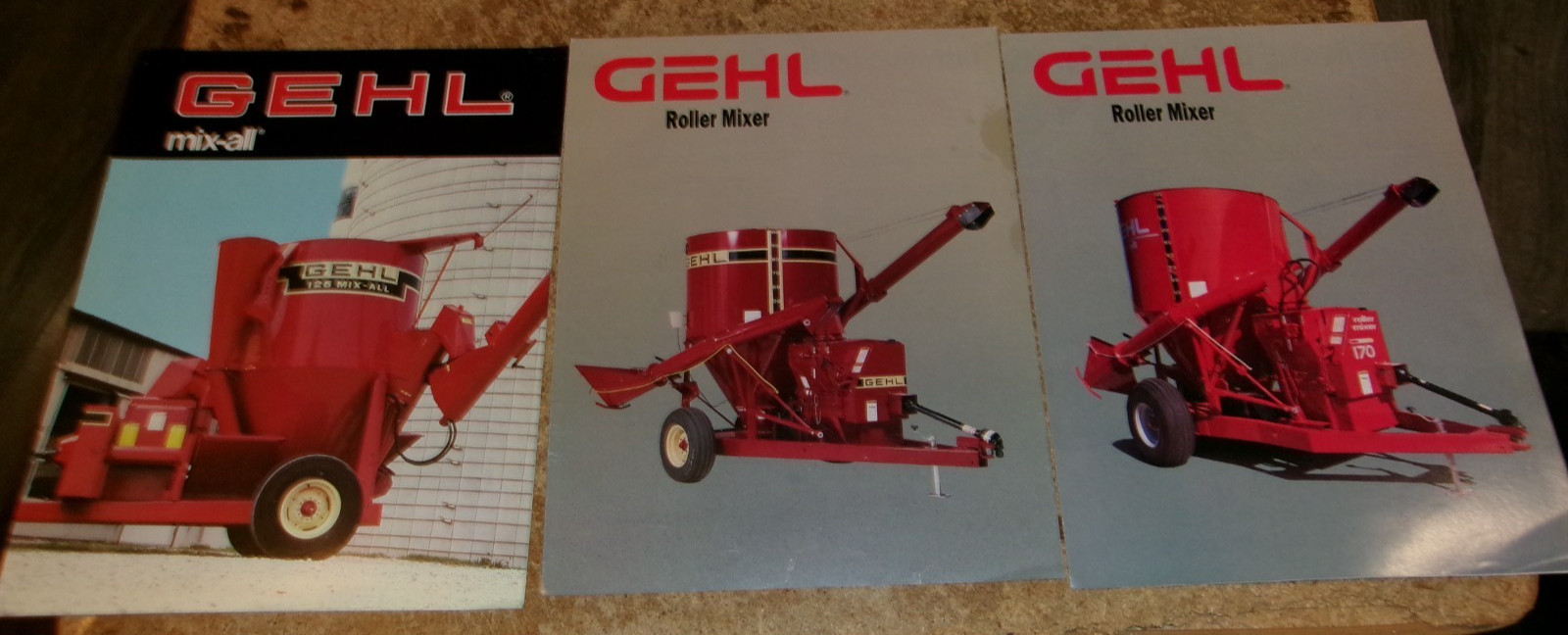 3-lot 1990’s gehl roller mixers brochures see condition in good shape used