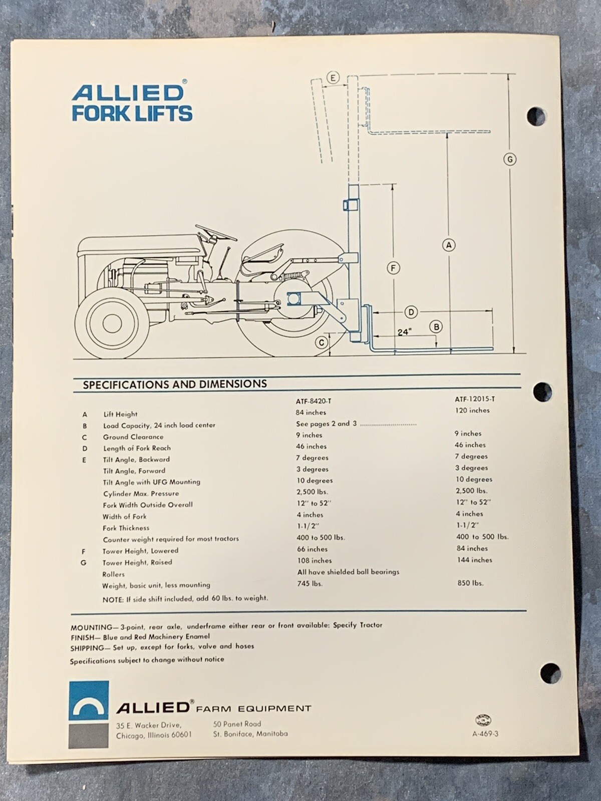 Allied Fork Lifts ~ Chicago IL ~Sales Info Catalog Pg~ Vintage