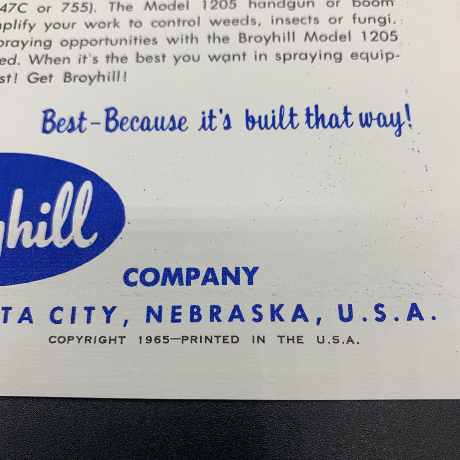 Lot of 3 Broyhill Company Farm Equipment Sales Brochures-Dakota City Nebraska