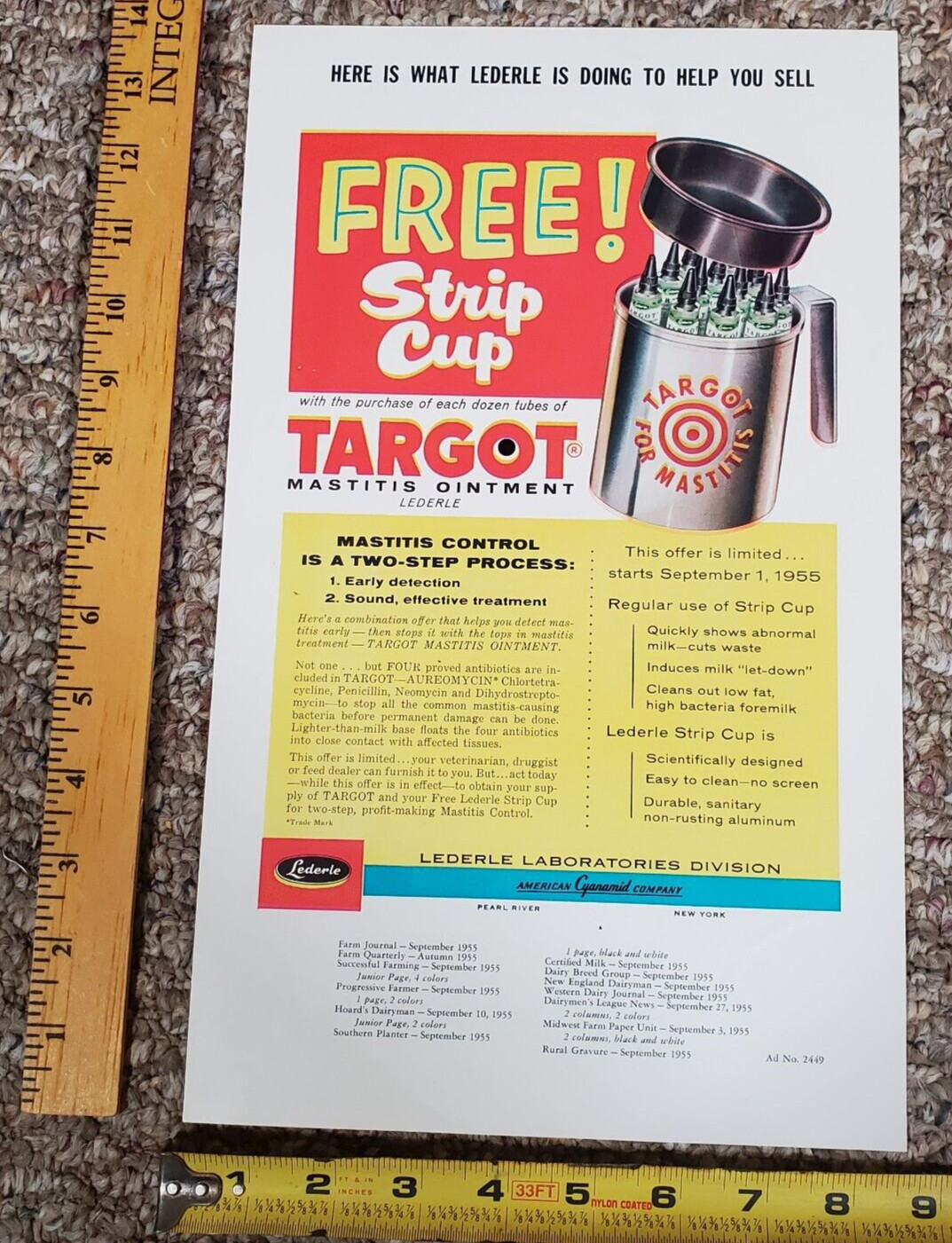 RARE 1955 Targot Strip Cup Dealer Kit | Lederle Promo, Printing Plate, Advertise
