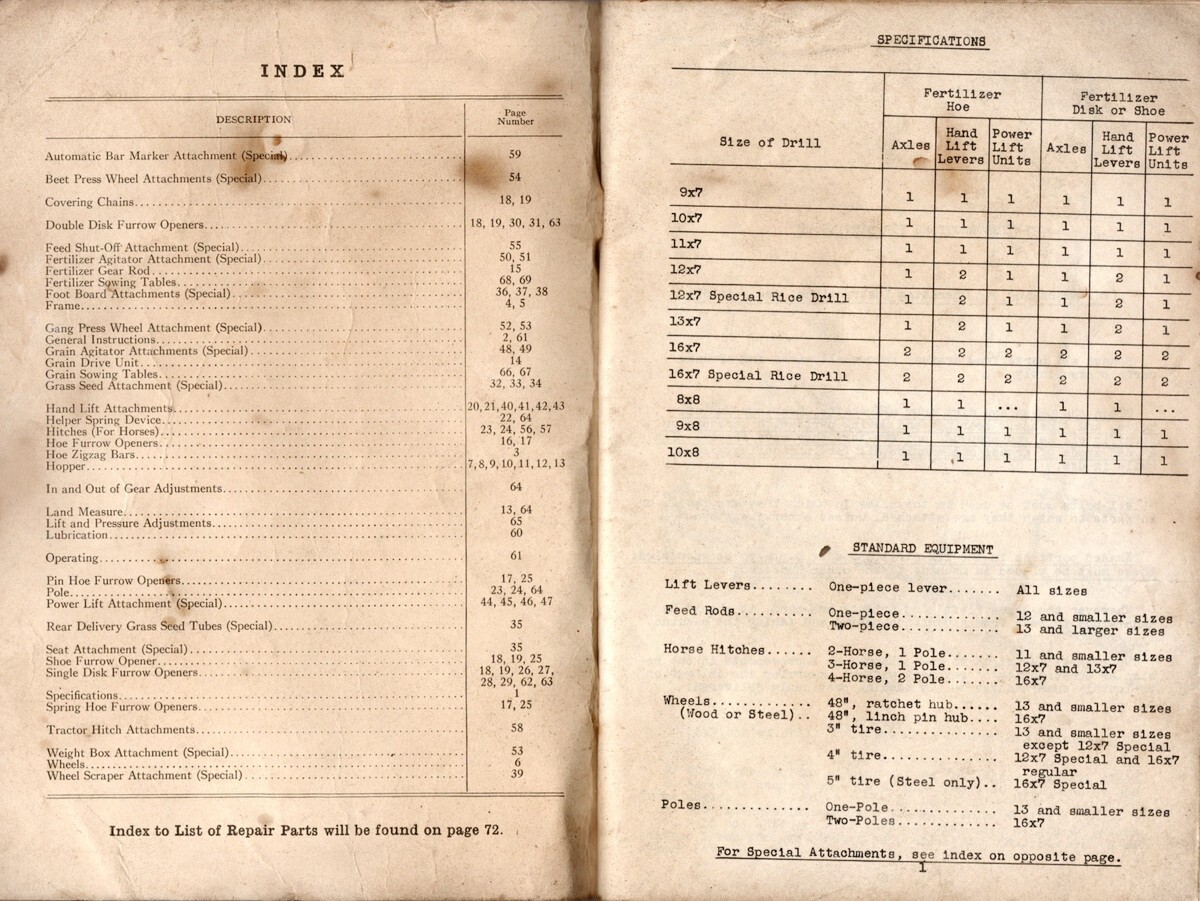 McCormick-Deering Double Run Feed Grain Drills, Set Up & Oper Instructions 1937