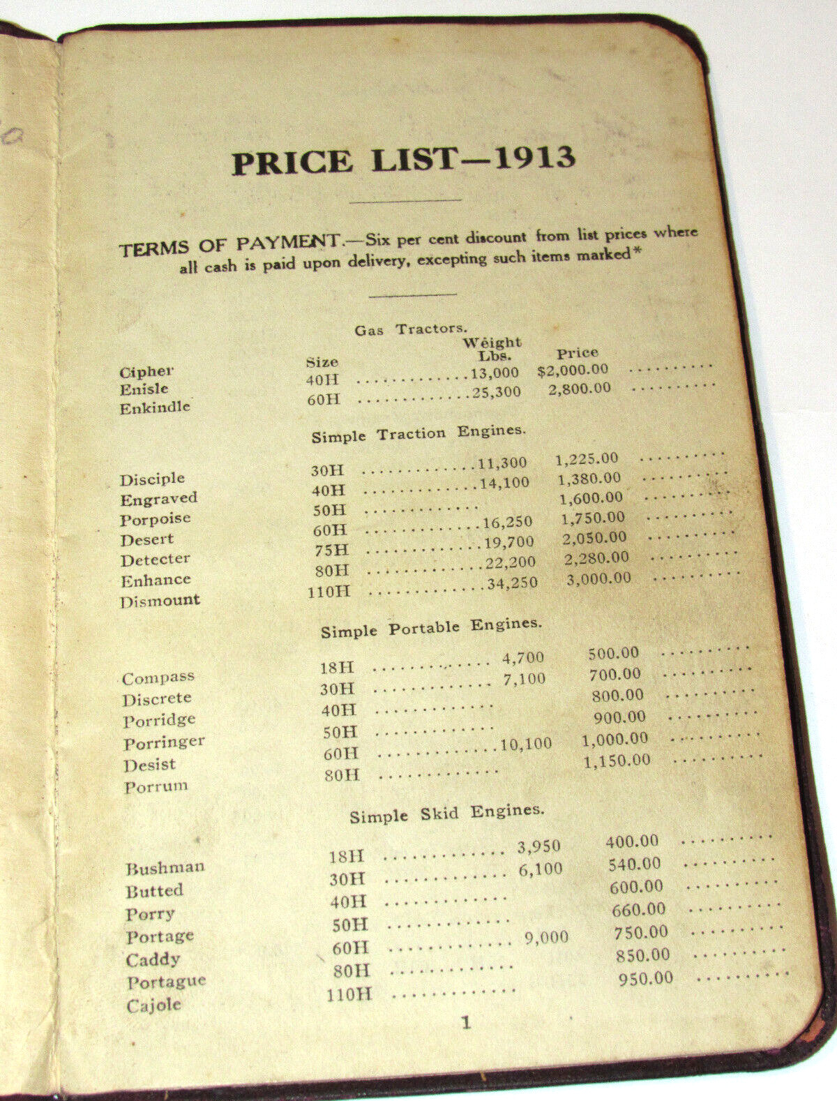 VINTAGE 1913 J. I. CASE THRESHING MACHINE CO PRICE LIST! SALESMAN’S COPY! JI