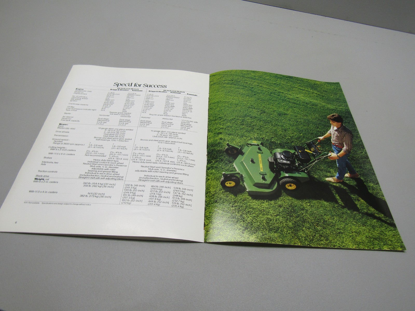 JOHN DEERE COMMERCIAL WALK BEHIND MOWERS DEALER SALES BROCHURE UNKNOWN YEAR