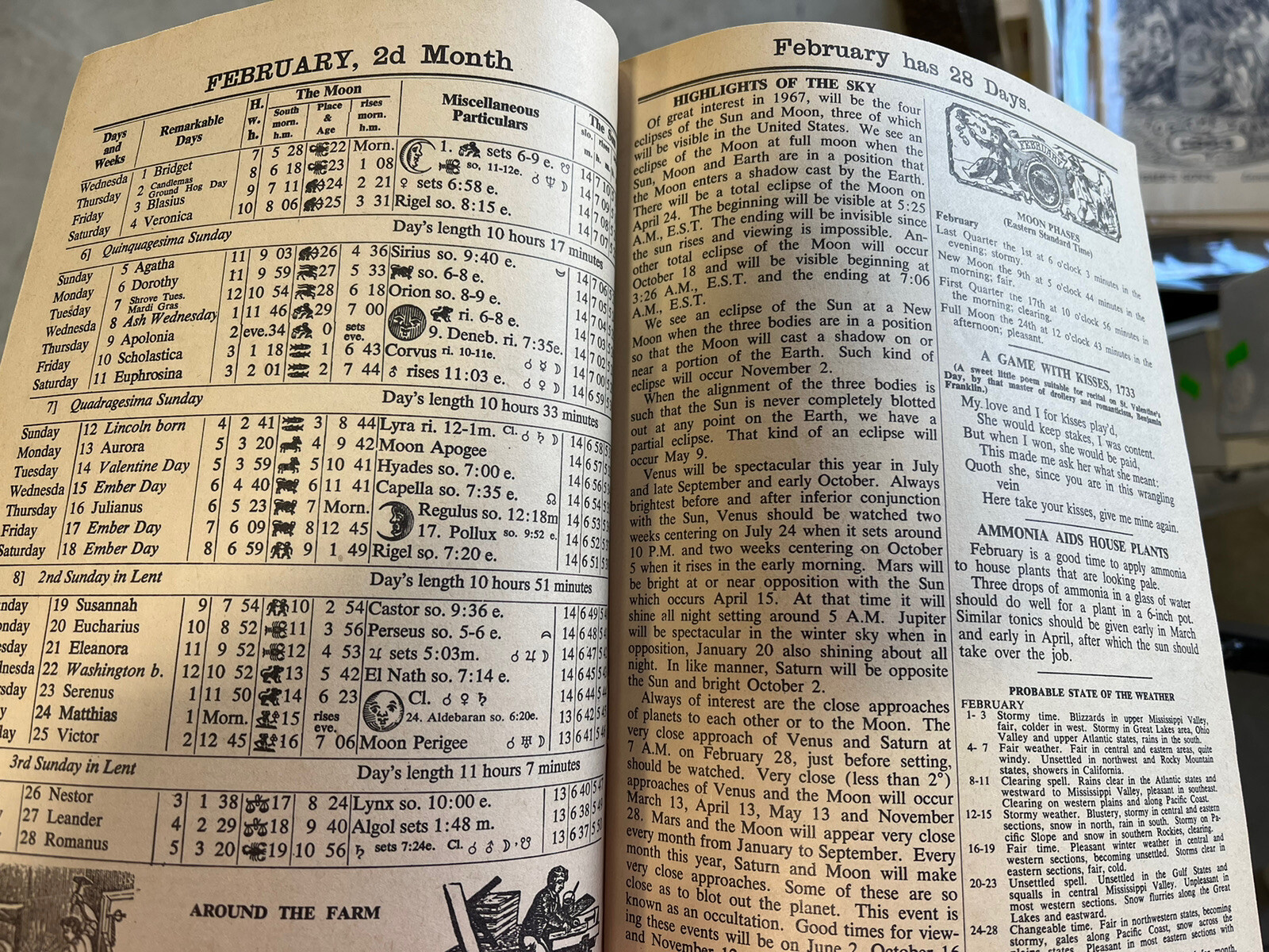 VINTAGE FARMERS AGRICULTURAL ALMANACS, BAER’S LANCASTER PA 1967