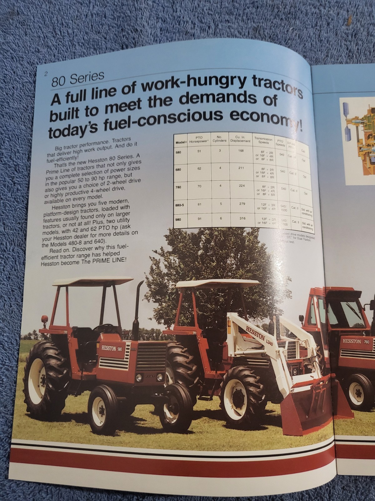Vintage 1982 Fiat Hesston 80 Series 580-980 Tractors 50-90 PTO HP Sales BROCHURE