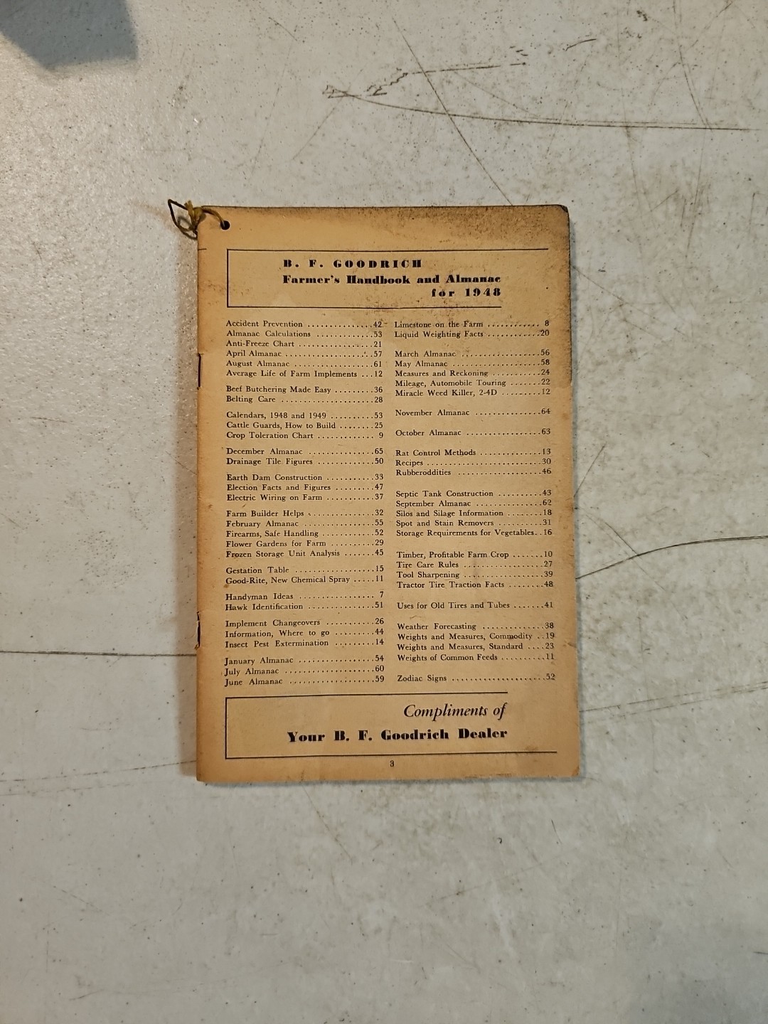 B F Goodrich Farmers Handbook And Almanac 1948. Missing Cover