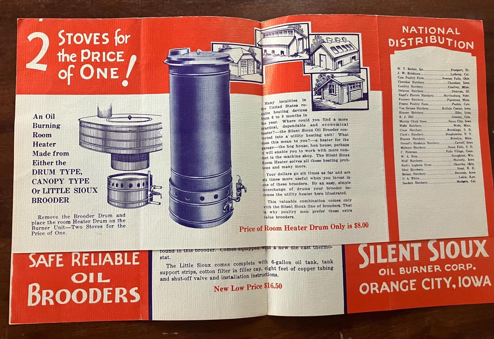 1930’s Silent Sioux Oil Brooder Fold Out Advertising Brochure Frantz Poultry Far