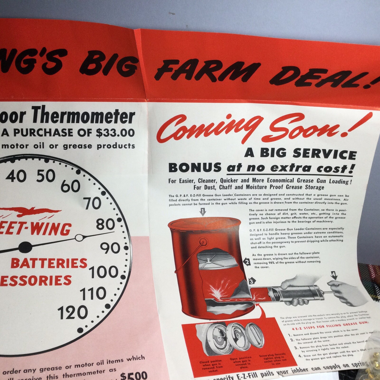 1949 FLEET-WINGS FARM PRODUCTS DEAL’S BROCHURE FOLD-OUT CATALOG