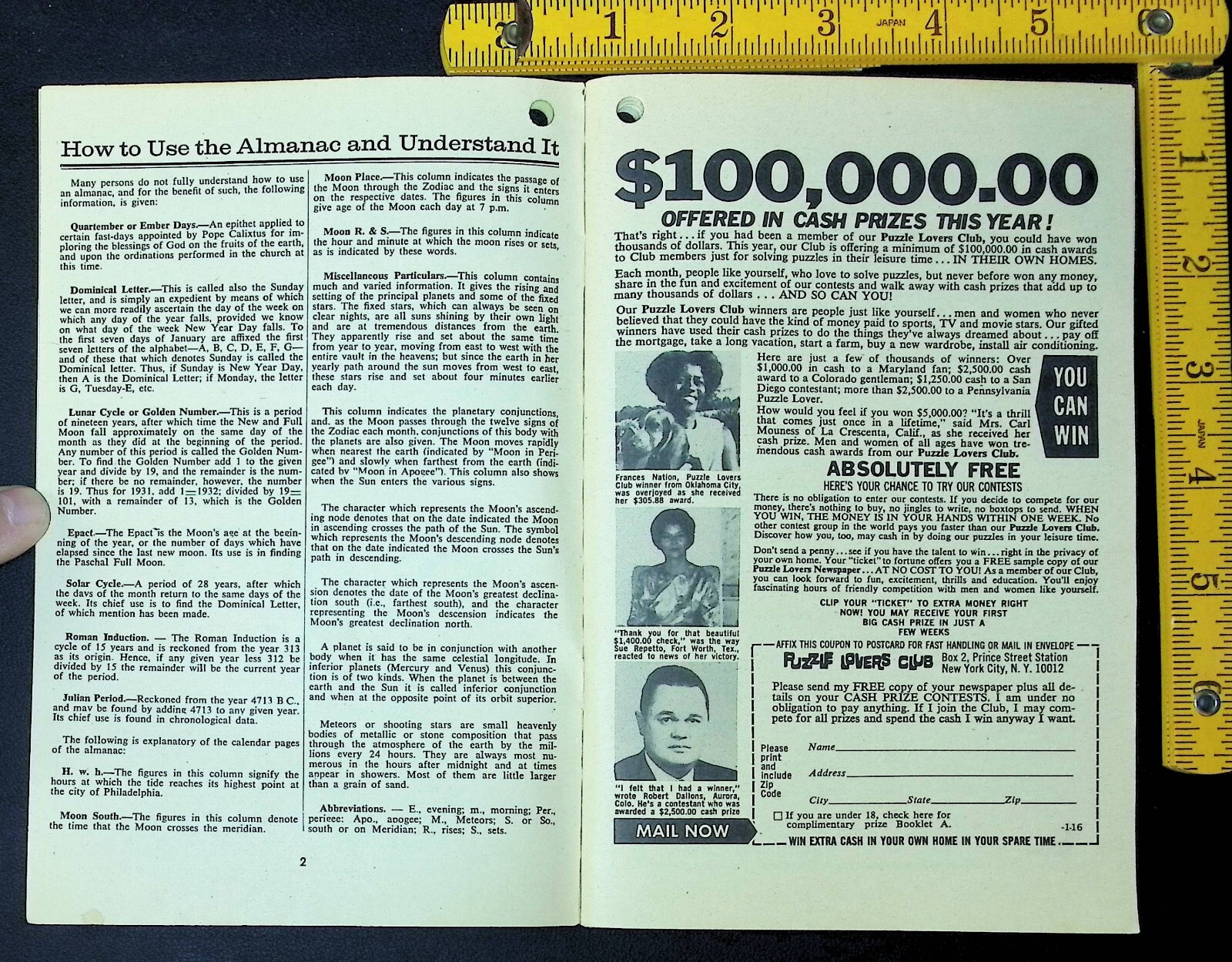 VINTAGE – Baer’s Agricultural Almanac – 1969