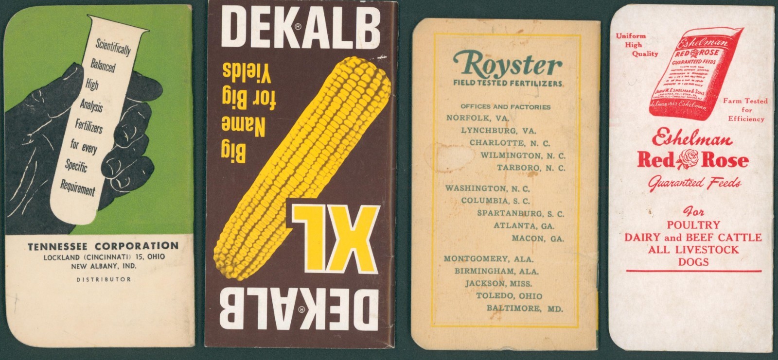 Tennco DEKALB Royster Red Rose Farm Feed Fertilizer Pocket Memo Booklet Lot