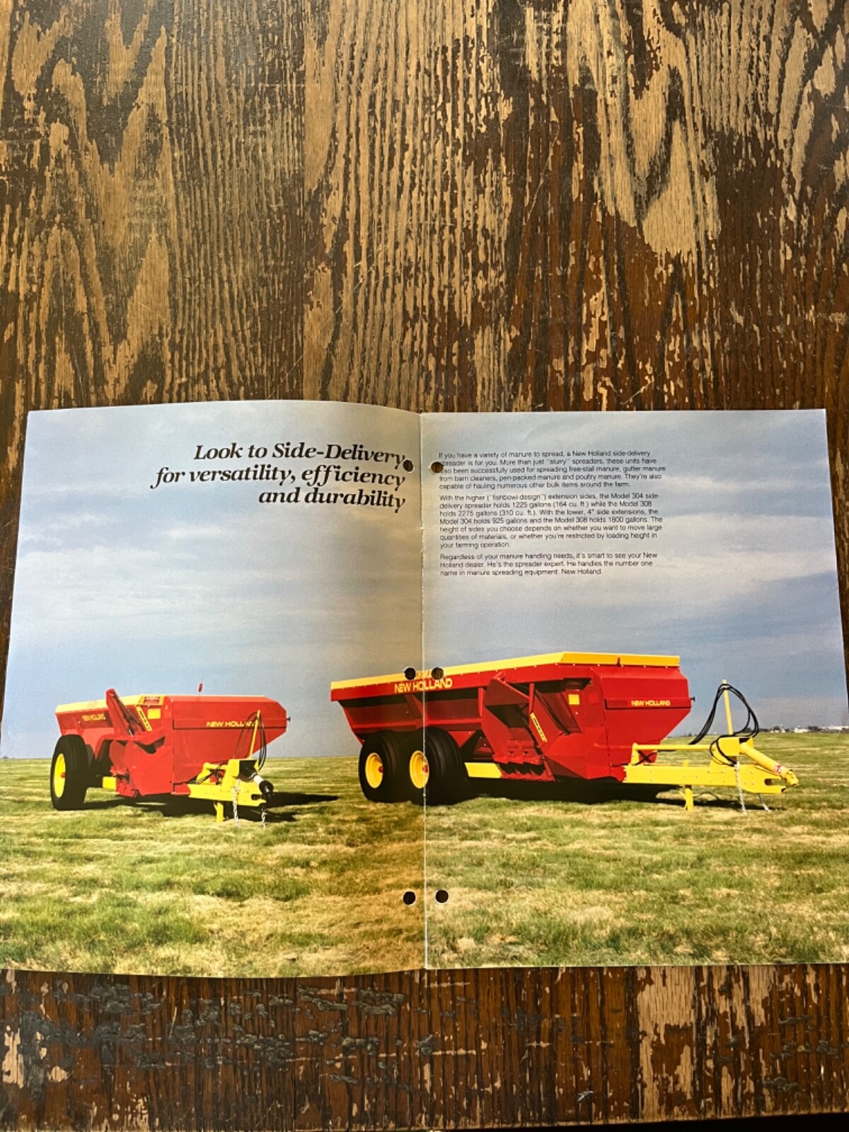 Original New Holland Models 304 308 Side Delivery Manure Spreader Sales Brochure