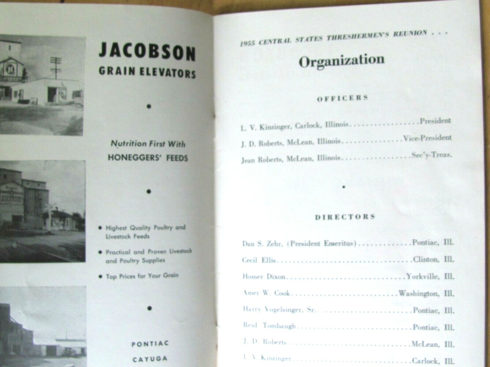 1955 PROGRAM 7th TRESHERMAN’S REUNION STEAM ENGINE SHOW PONTIAC IL FARM
