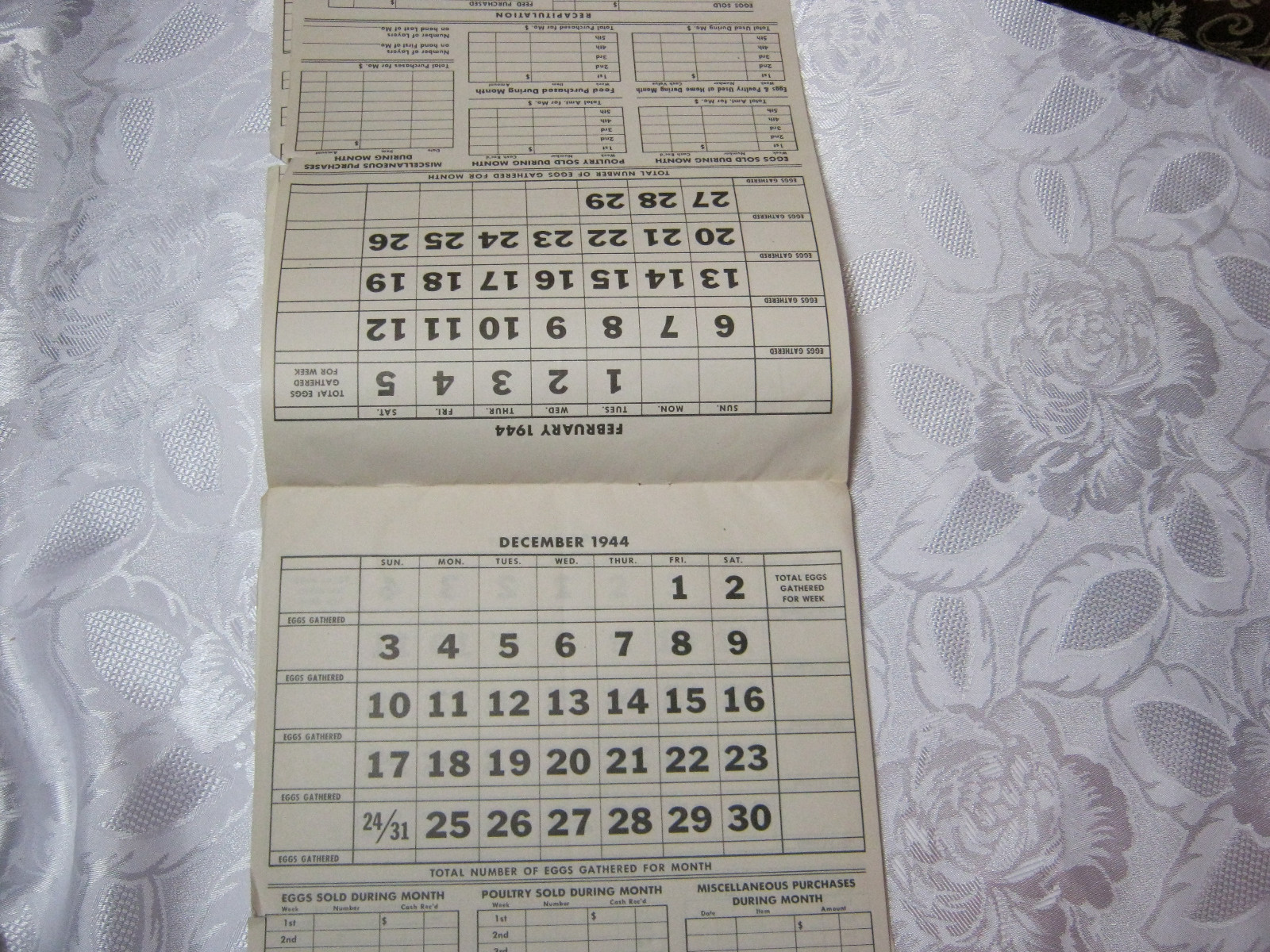 SEYMOUR CHICKS 1944 PROFIT RECORD 1940’S VIntage Farming Adv Brochure Calendar