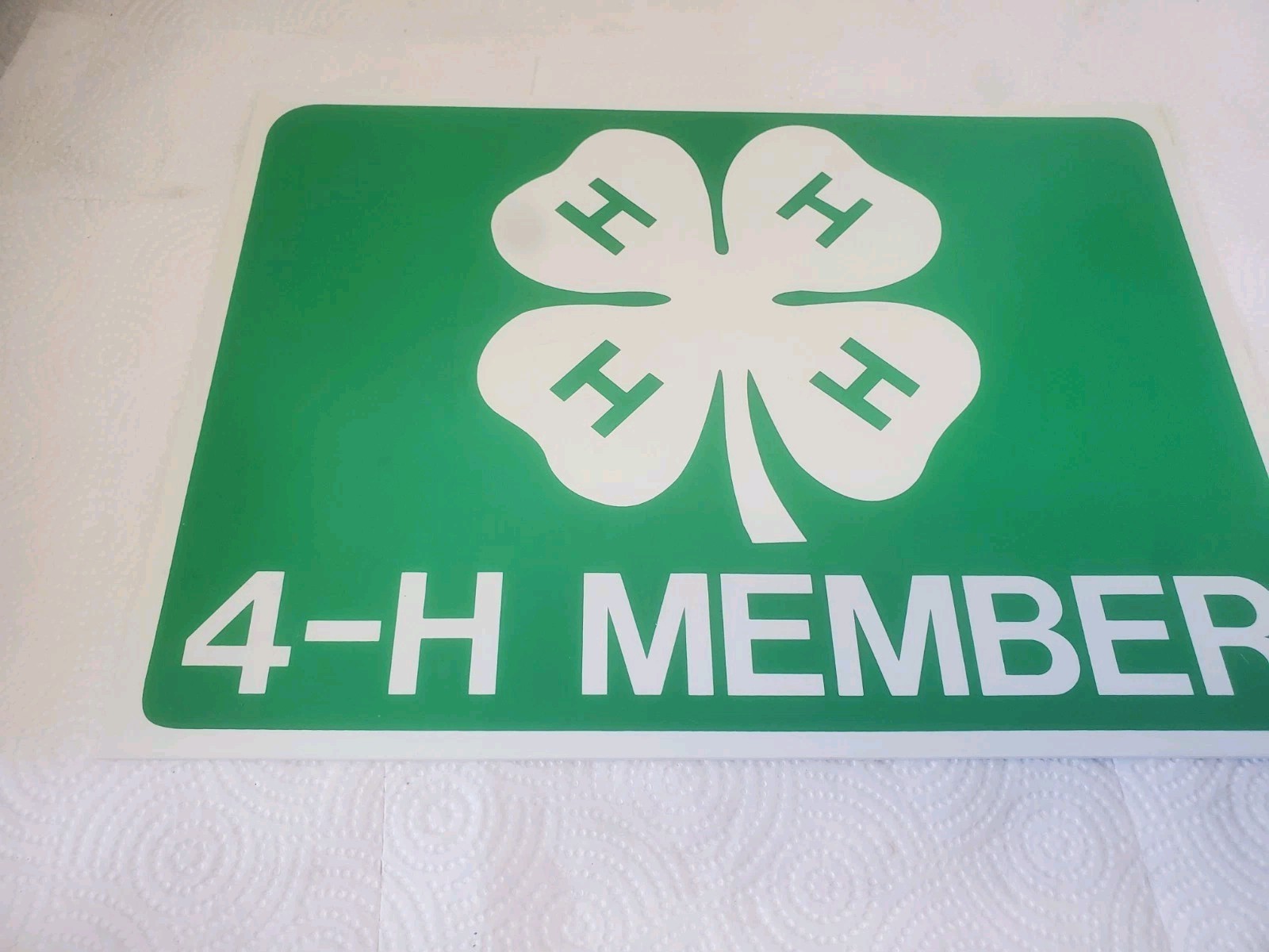 14″ X 12″ Plastic Sign 4-H Member Four Leaf Clover Logo Club