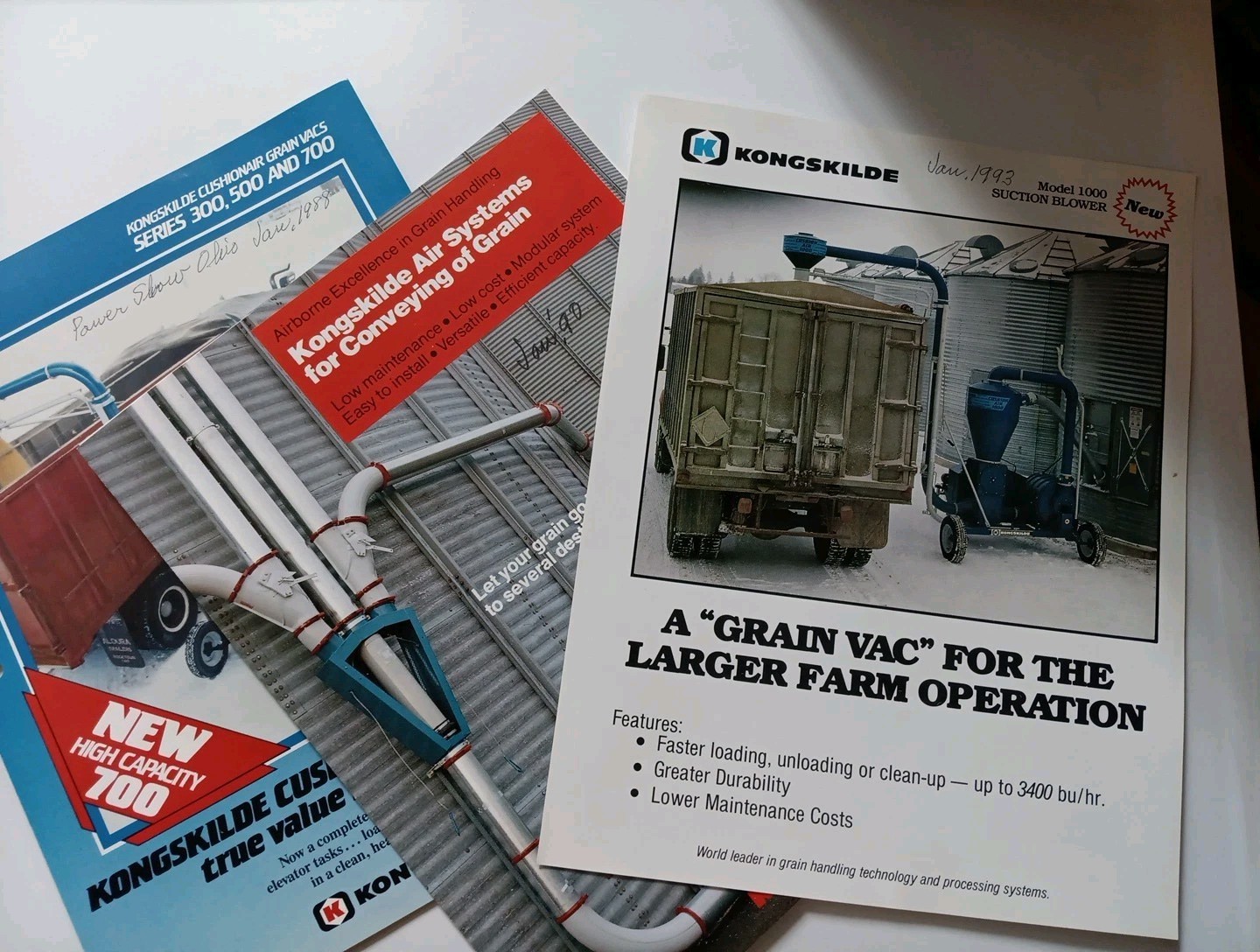 1990s Kongskilde Grain Blowers Vac Air Systems Sales Brochures Lot Of 3