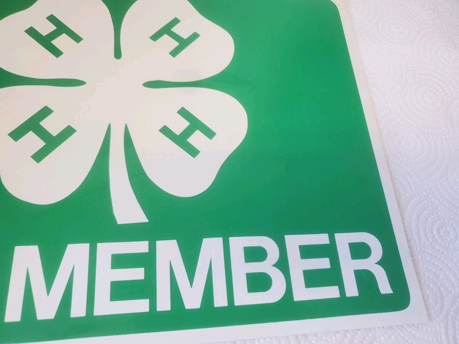14″ X 12″ Plastic Sign 4-H Member Four Leaf Clover Logo Club
