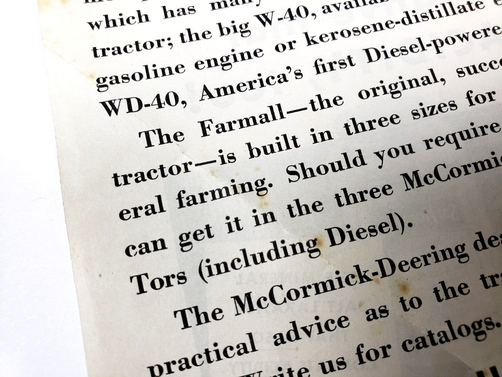 International Harvester McCormick Deering Vintage 1936 Tractor Ad Farm Power