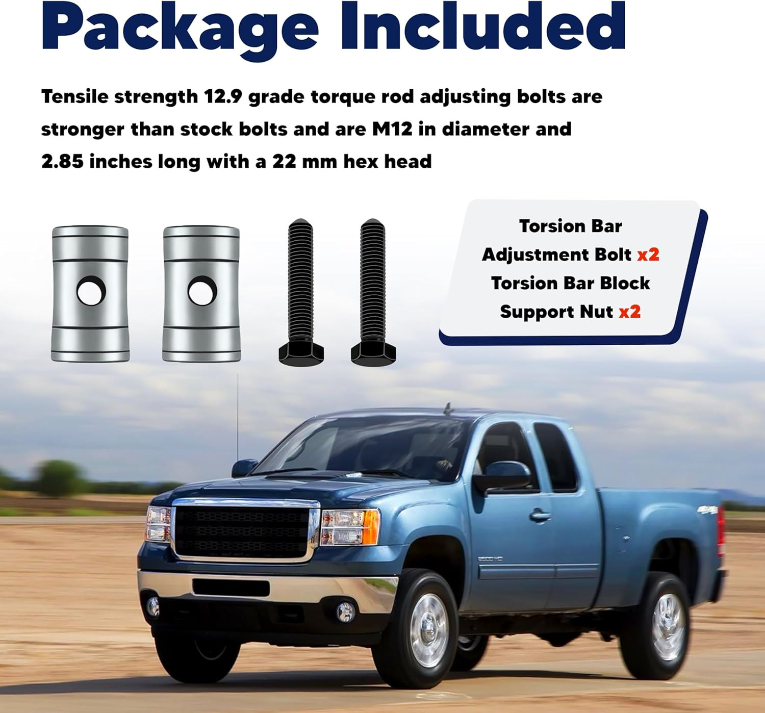 Torsion Bar Adjustment Bolt and Lock Nut Fit for Silverado Tahoe GMC Sierra Yuk