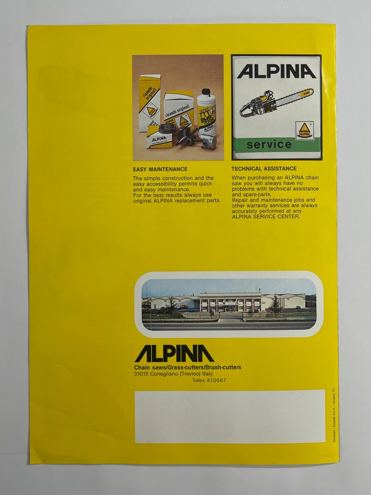 Vintage Original 1980s Alpina Chainsaws Model Prof-55 / Prof-65 Sales Brochure